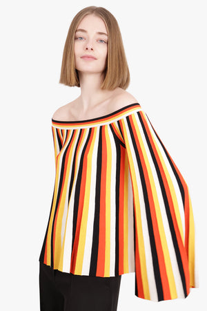 CHLOE RTW OFF SHOULDER STRIPE KNIT | MULTICOLOUR ORANGE