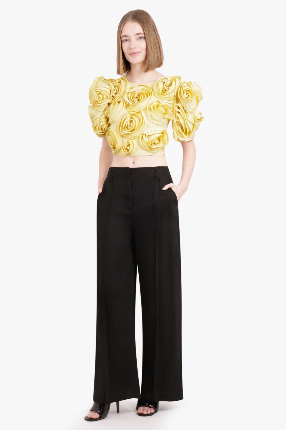 VIKTOR & ROLF RTW Bunch Of Roses Puff Sleeve Top | Yellow