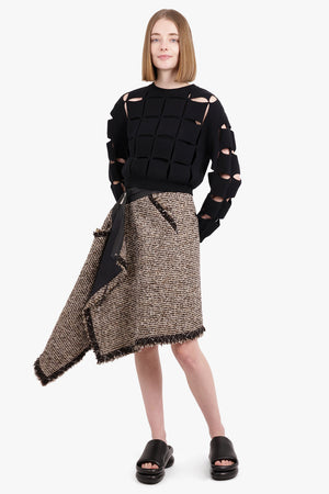 SACAI RTW Asymmetric Tweed Skirt | Brown