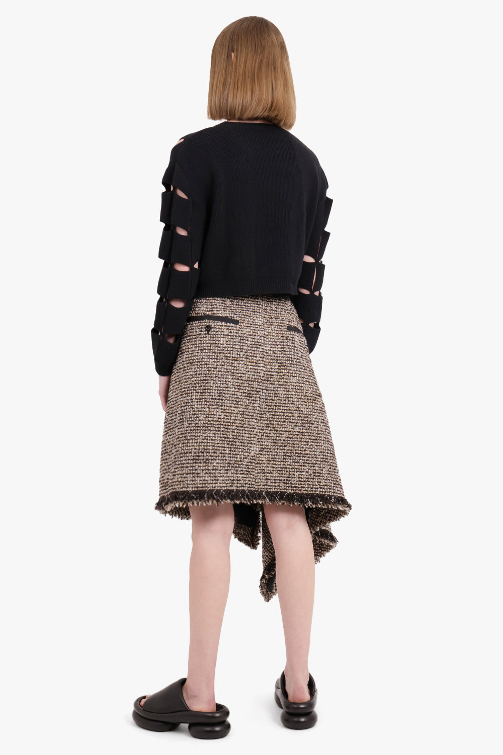 SACAI RTW Asymmetric Tweed Skirt | Brown