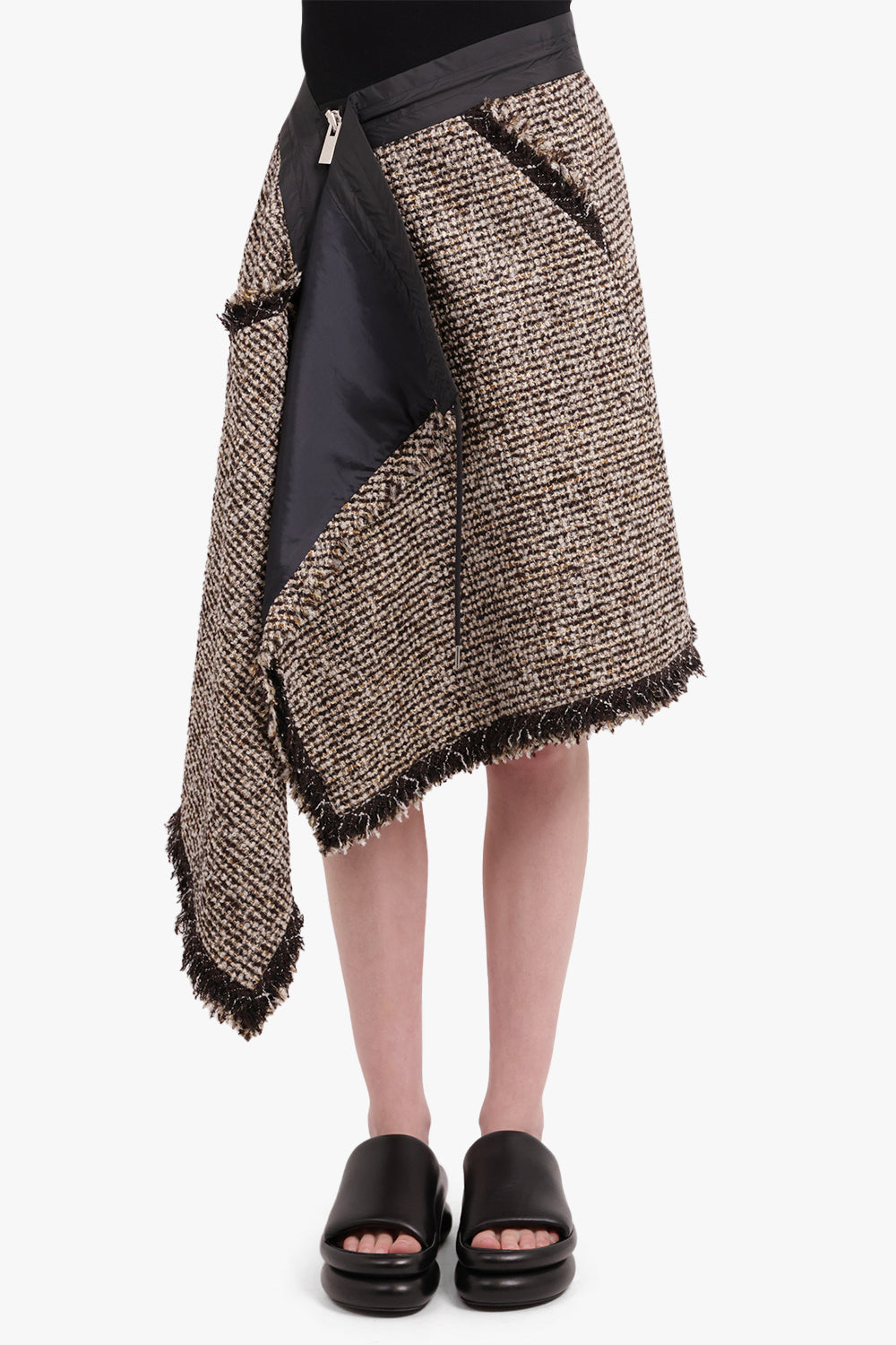 SACAI RTW Asymmetric Tweed Skirt | Brown