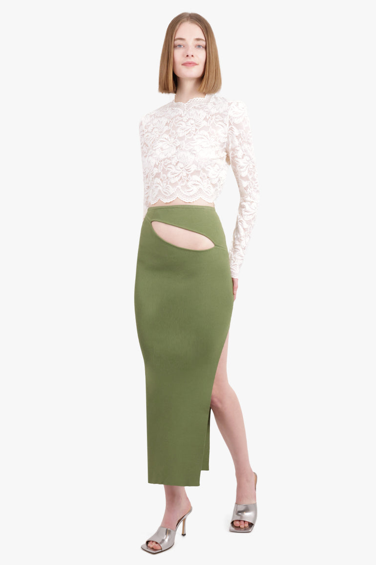 CHRISTOPHER ESBER RTW HIP SLASH SKIRT | VERT GREEN