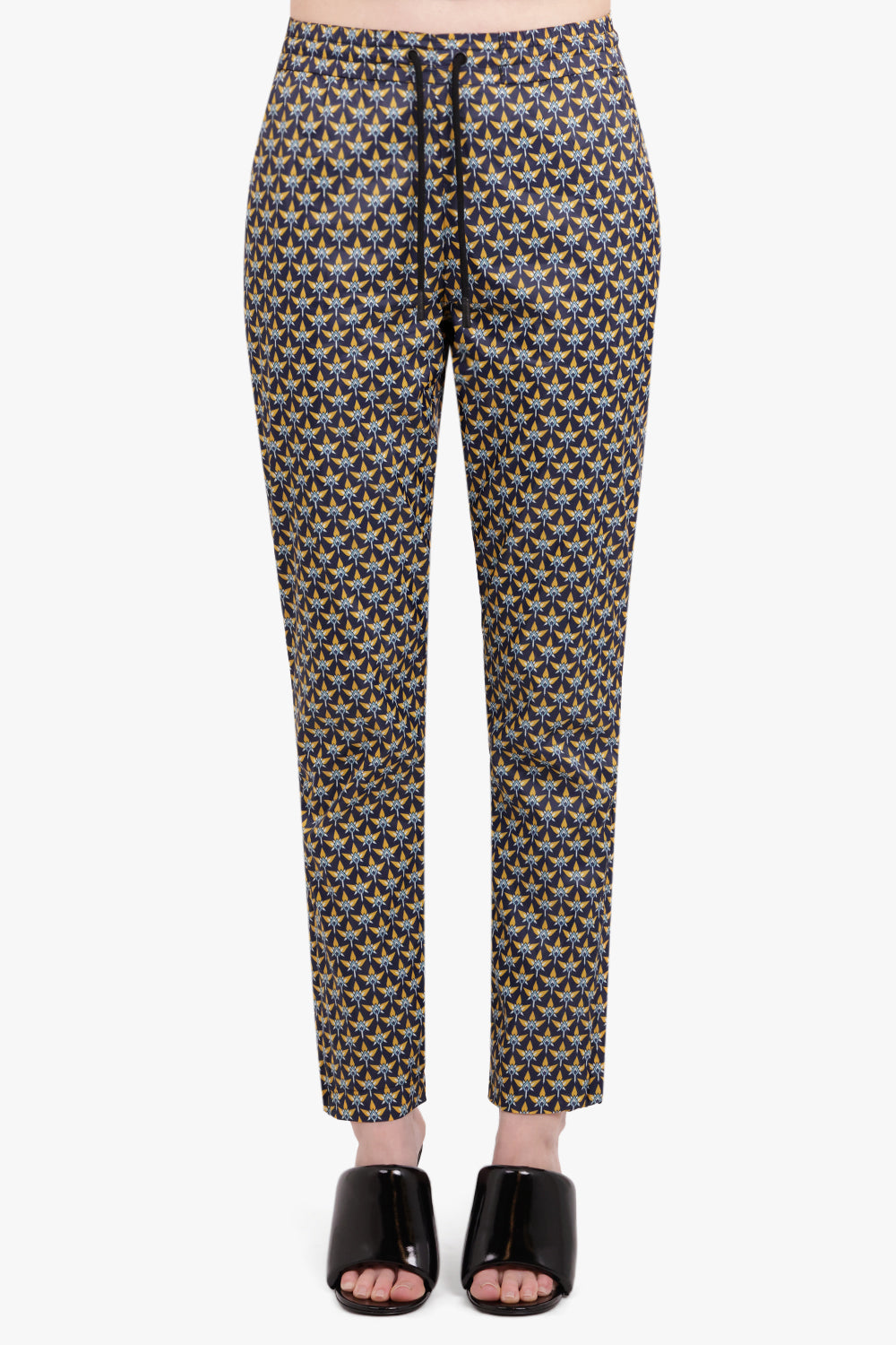 RABANNE RTW 70'S PRINT NYLON PANTS NAVY