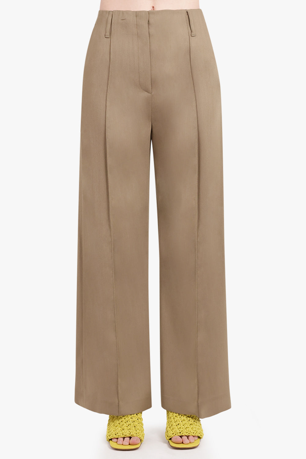 ACNE STUDIOS RTW Pitmel Double Wool Viscose Crepe Pants | Mud Beige