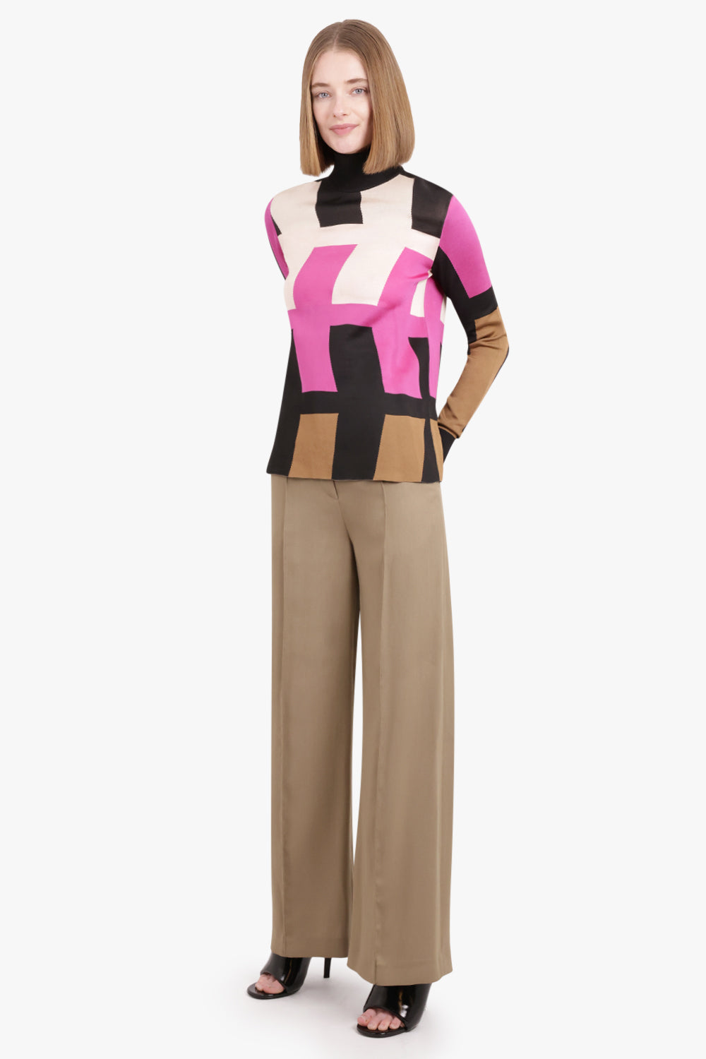 COLVILLE RTW ARROW KNIT TOP | PINK/BROWN