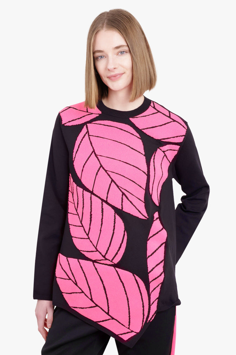 COMME DES GARCONS RTW LEAF PRINT SWEATSHIRT | BLACK/PINK