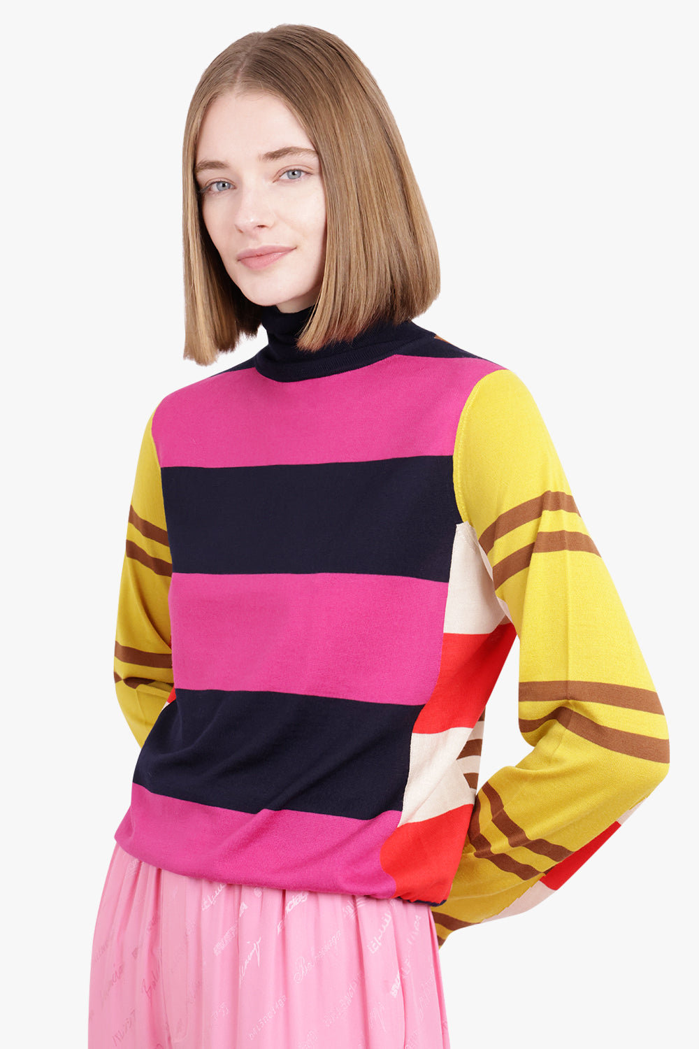 COLVILLE RTW HIGH NECK STRIPE KNIT TOP | MULTI