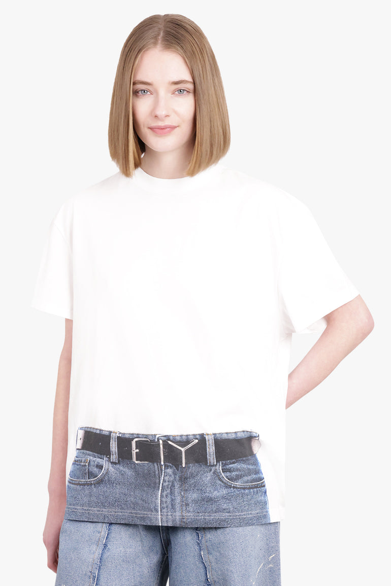 Y/PROJECT RTW TROMPE L'OEIL Y BELT T-SHIRT | WHITE/NAVY