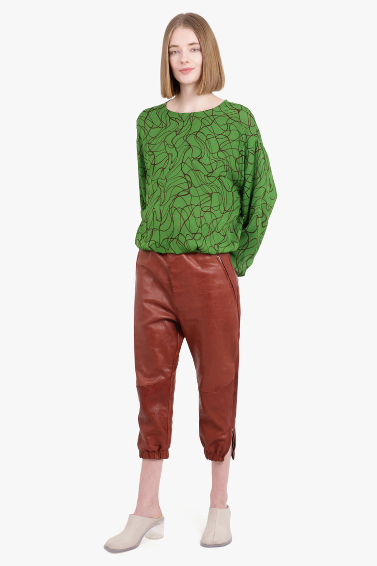 DRIES VAN NOTEN RTW Patterned Long Sleeve Top | Dark Green