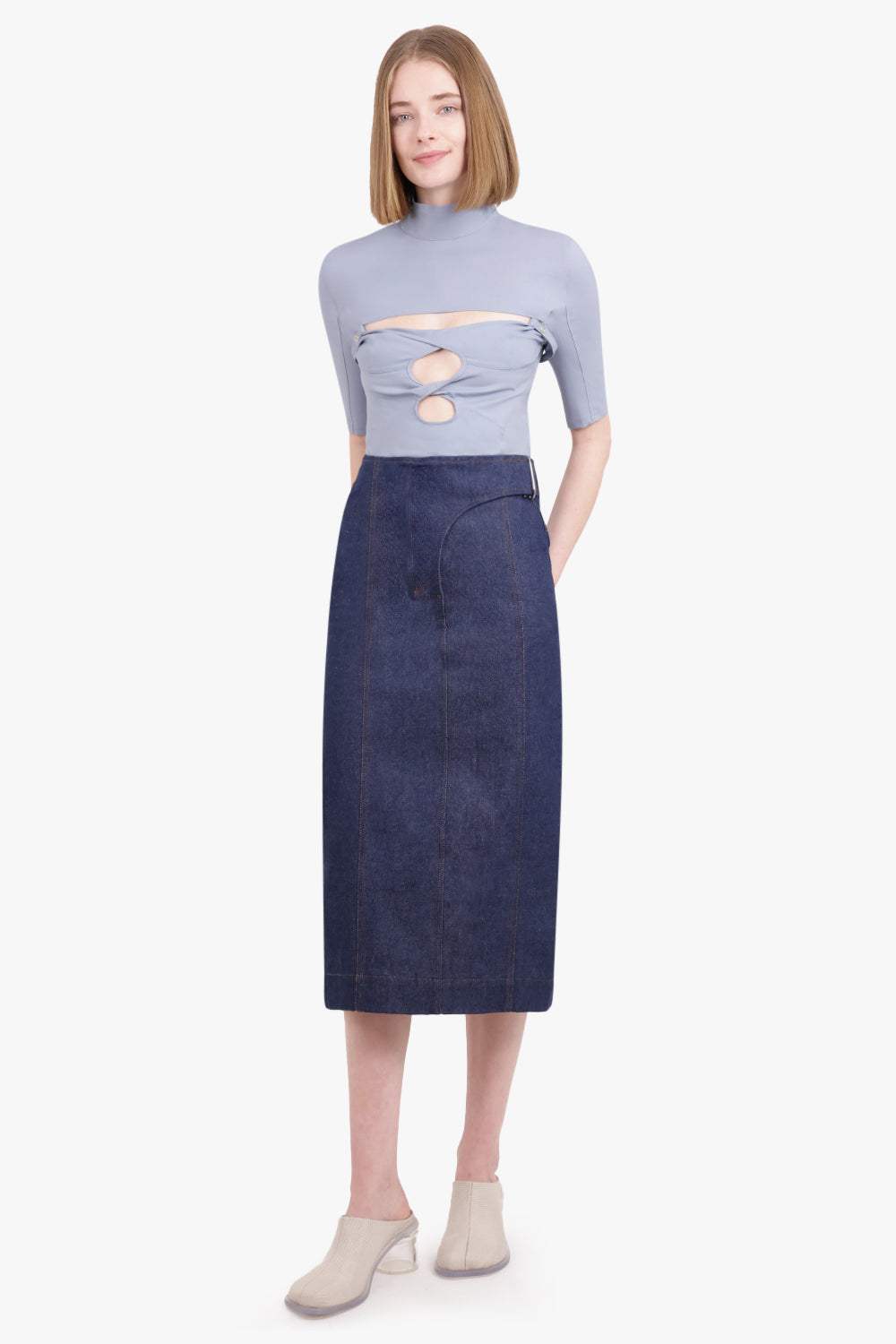 JACQUEMUS RTW LE HAUT PALMI TWIST CUTOUT TOP | LIGHT BLUE