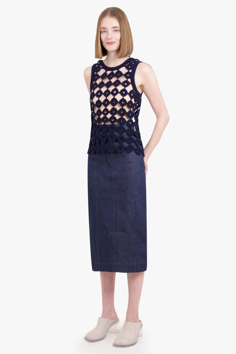 WALES BONNER RTW Stanza Knit Vest | Navy