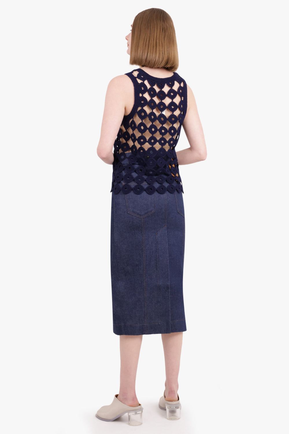 WALES BONNER RTW Stanza Knit Vest | Navy