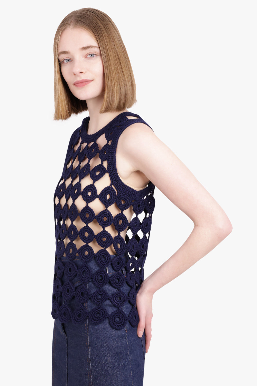 WALES BONNER RTW Stanza Knit Vest | Navy