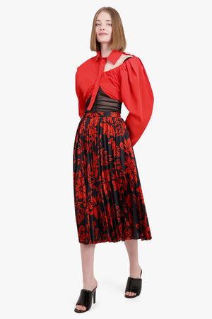 SACAI RTW Floral Print Skirt Large Print | Red