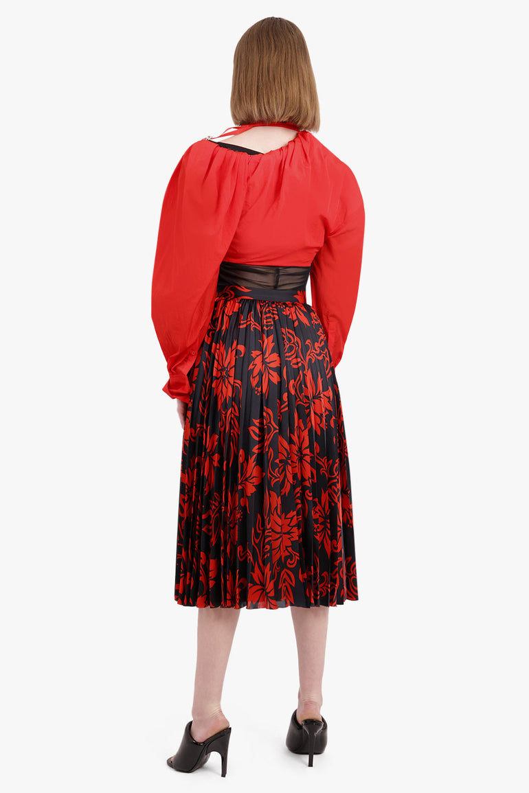 SACAI RTW Floral Print Skirt Large Print | Red