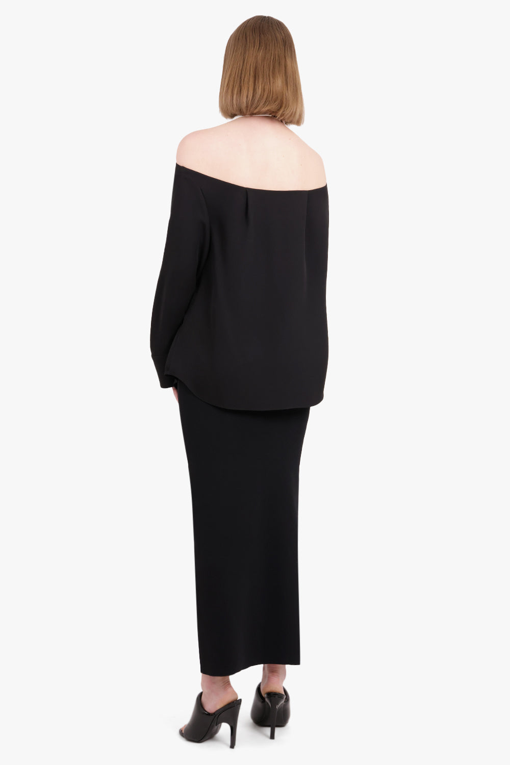 VALENTINO GARAVANI RTW Cady Tie Collar Top | Black/White