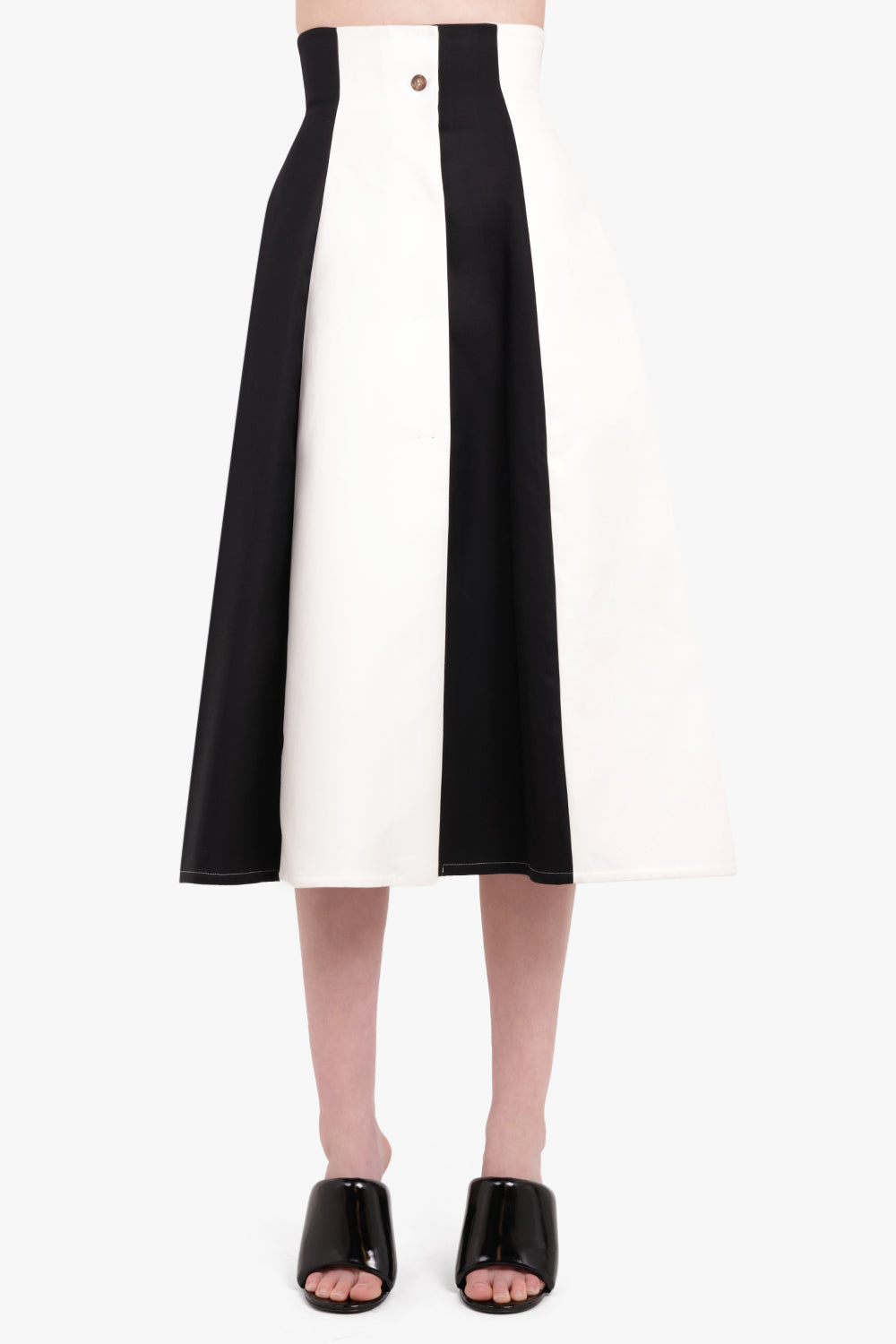 ROCHAS RTW A-LINE STRIPE SKIRT | NATURAL