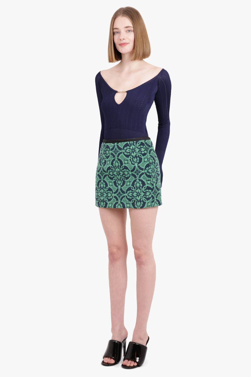 MARINE SERRE RTW ORIENTAL TOWELS MINI SKIRT | BRIGHT GREEN