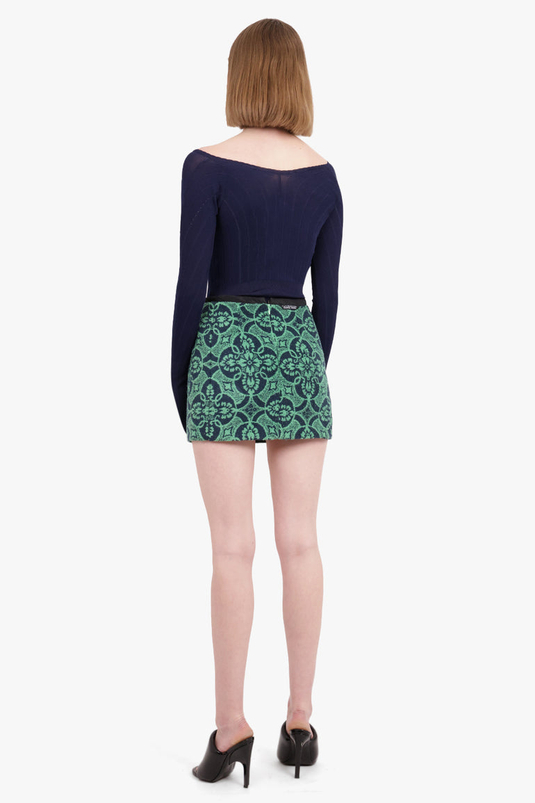 MARINE SERRE RTW ORIENTAL TOWELS MINI SKIRT | BRIGHT GREEN