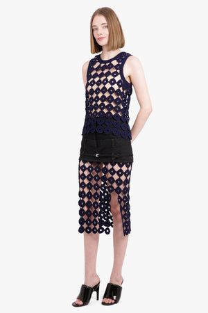 WALES BONNER RTW Stanza Knit Skirt | Navy