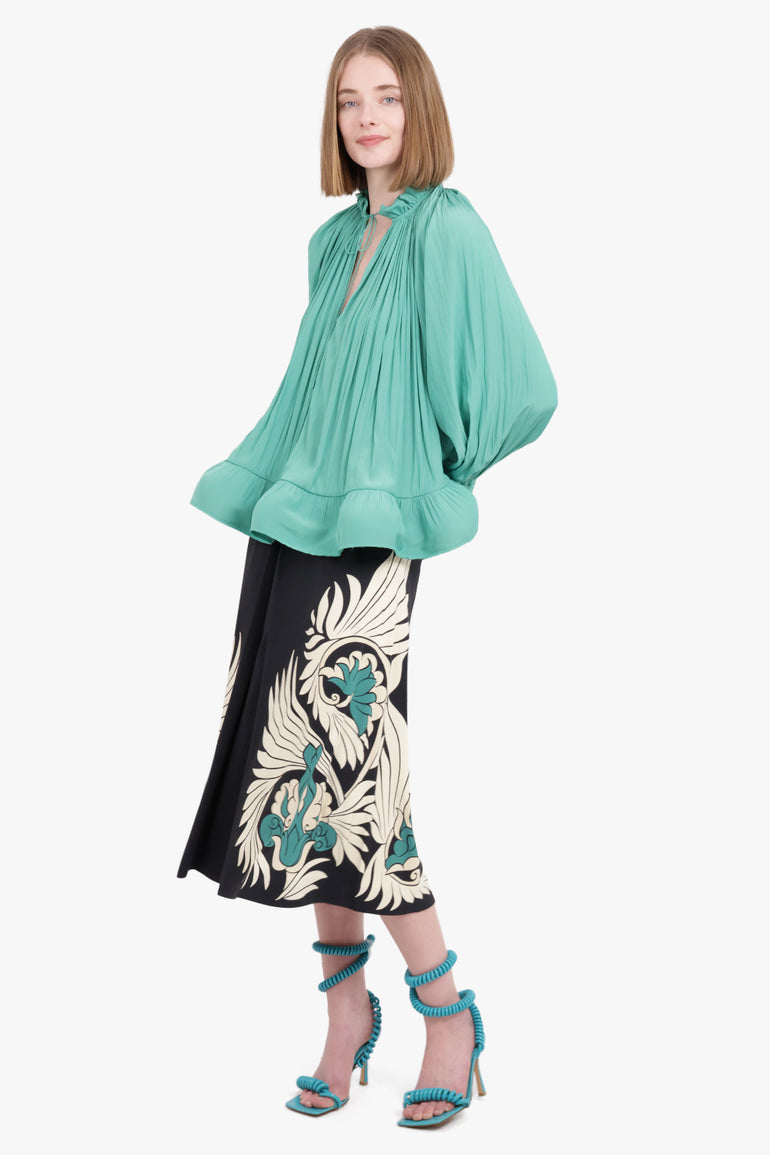 LANVIN RTW Charmeuse Blouse with Long Sleeves | Jade