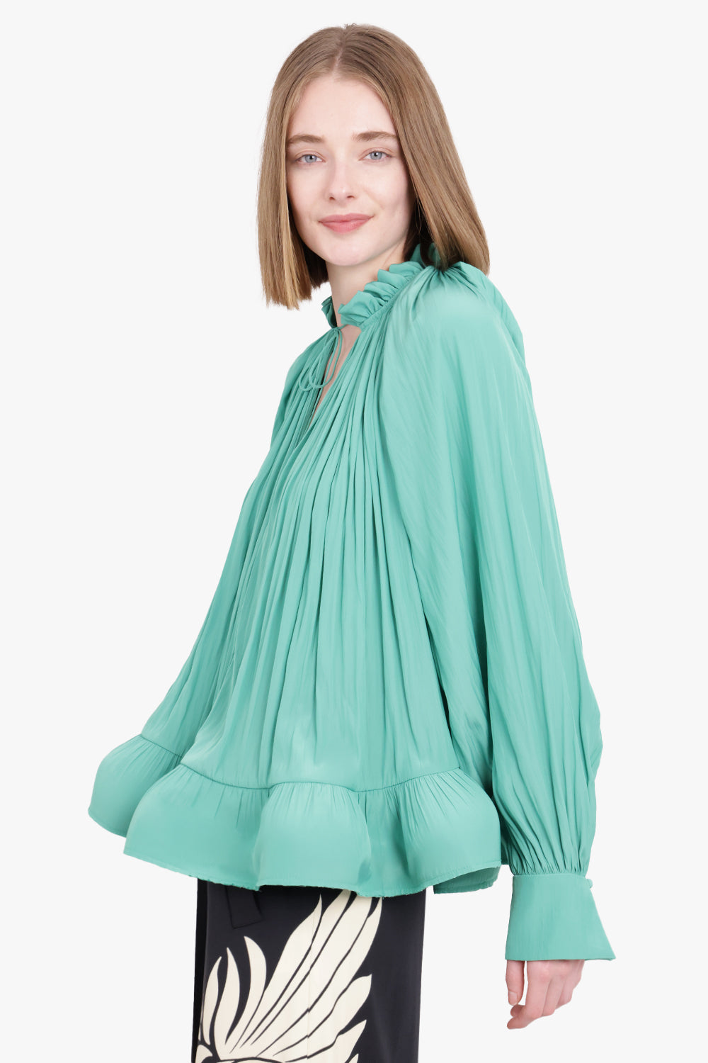 LANVIN RTW Charmeuse Blouse with Long Sleeves | Jade