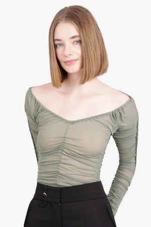 AZ FACTORY RTW X Ester Manas Cutout Ruched Top | Khaki