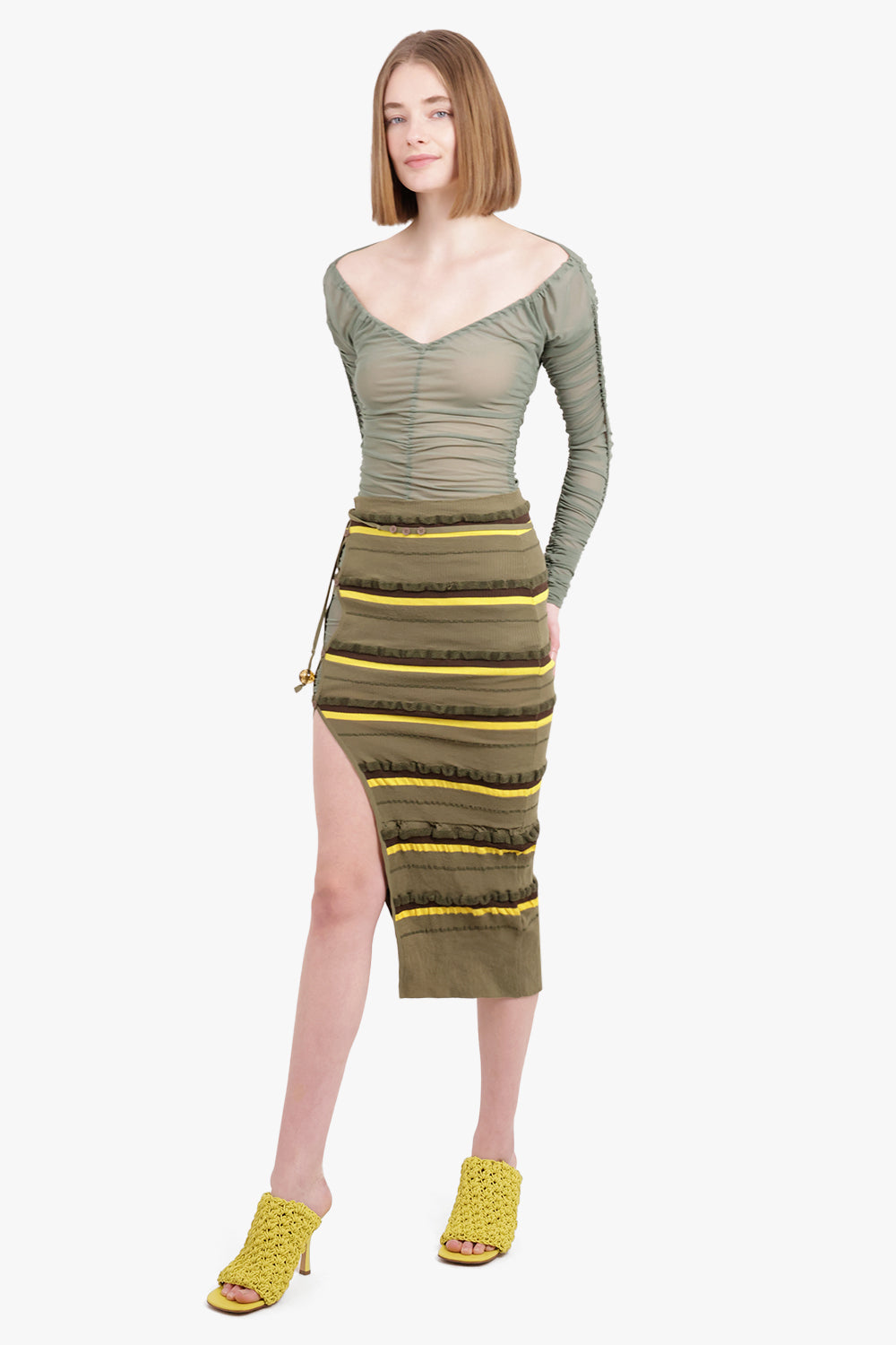 JACQUEMUS RTW LA JUPE MAILLE CONCHA SKIRT | DARK GREEN