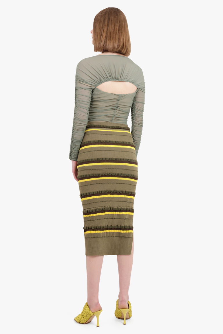 JACQUEMUS RTW LA JUPE MAILLE CONCHA SKIRT | DARK GREEN