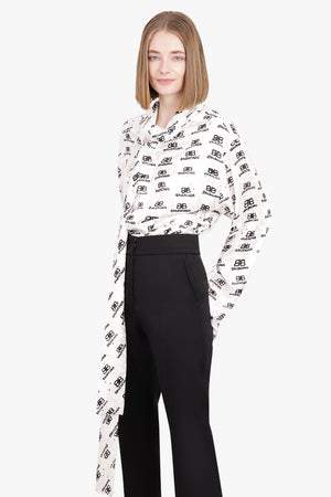 BALENCIAGA RTW SWING BB LOGO BLOUSE | BLACK/WHITE