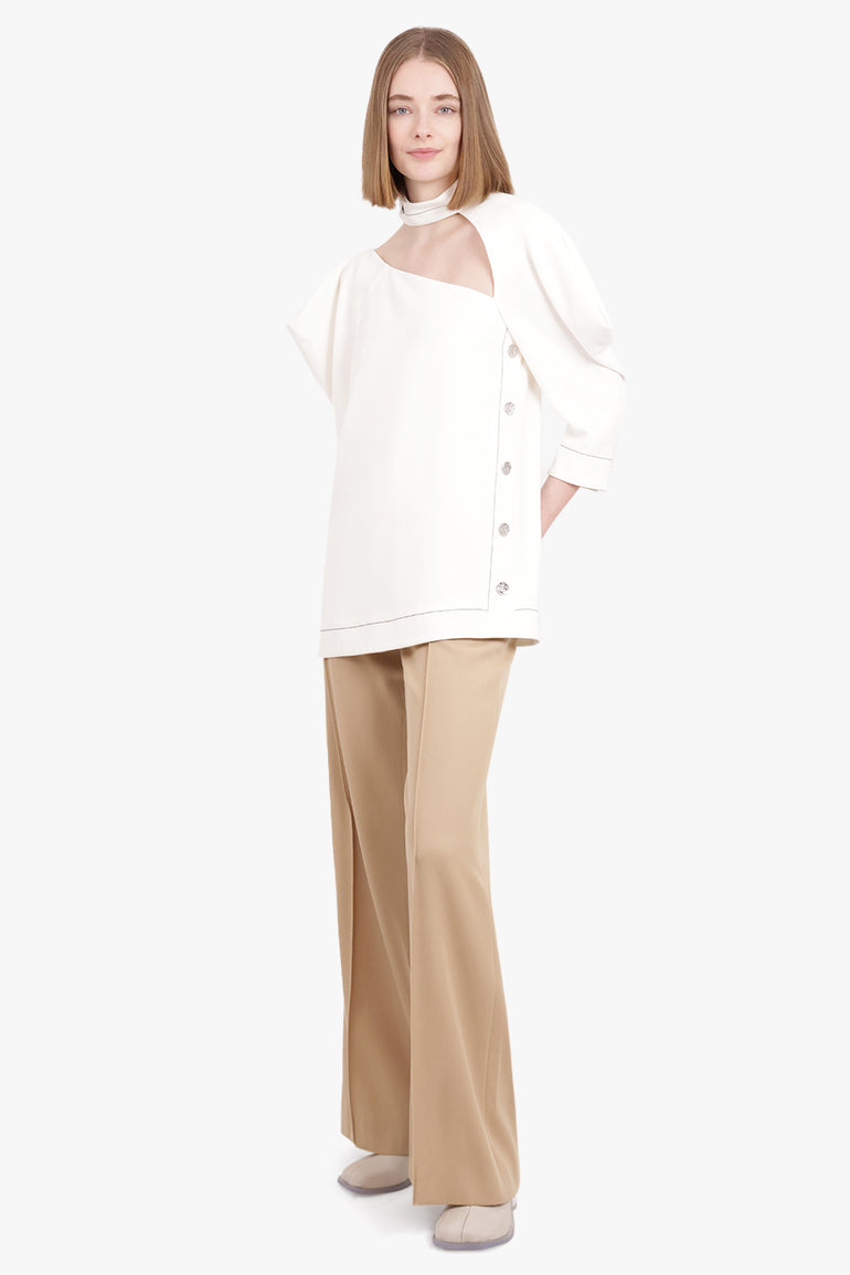 CHLOE RTW Soft Wool Trousers | Pearl Beige