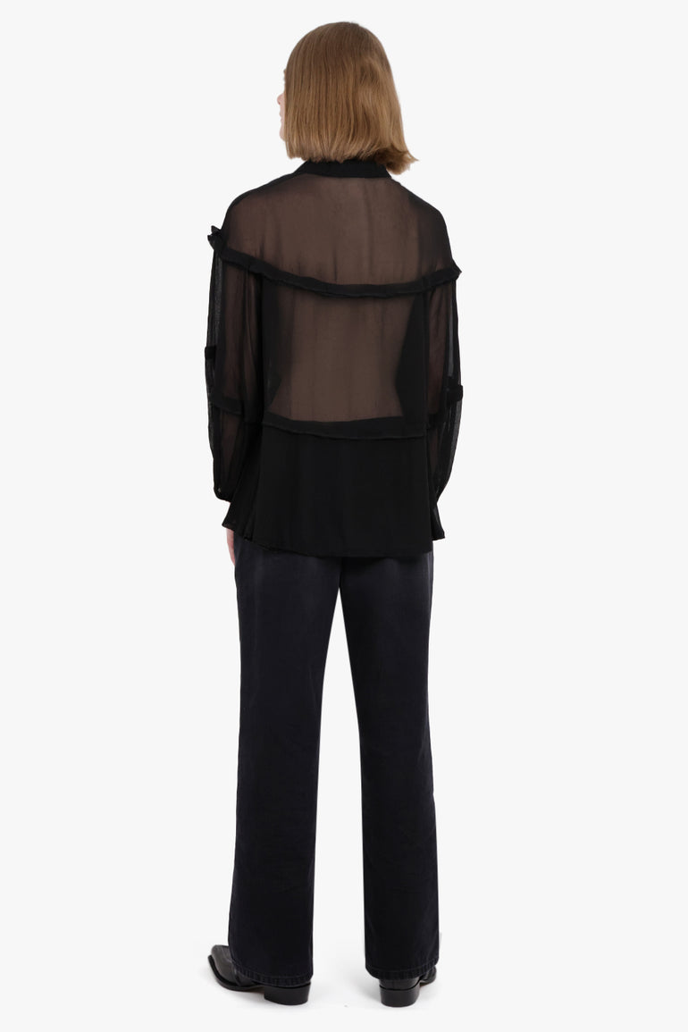 COMME DES GARCONS RTW Sheer Balloon Sleeve Panel Detail L/S Shirt | Black