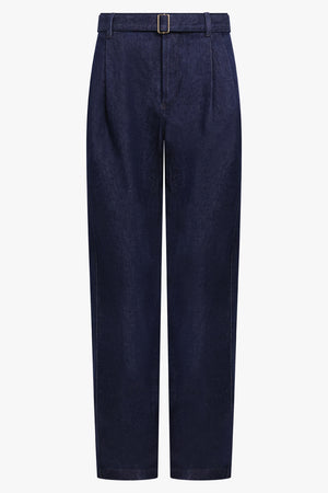 AFTER PRAY RTW Belted Tuck Tailored Denim Pant | Indigo