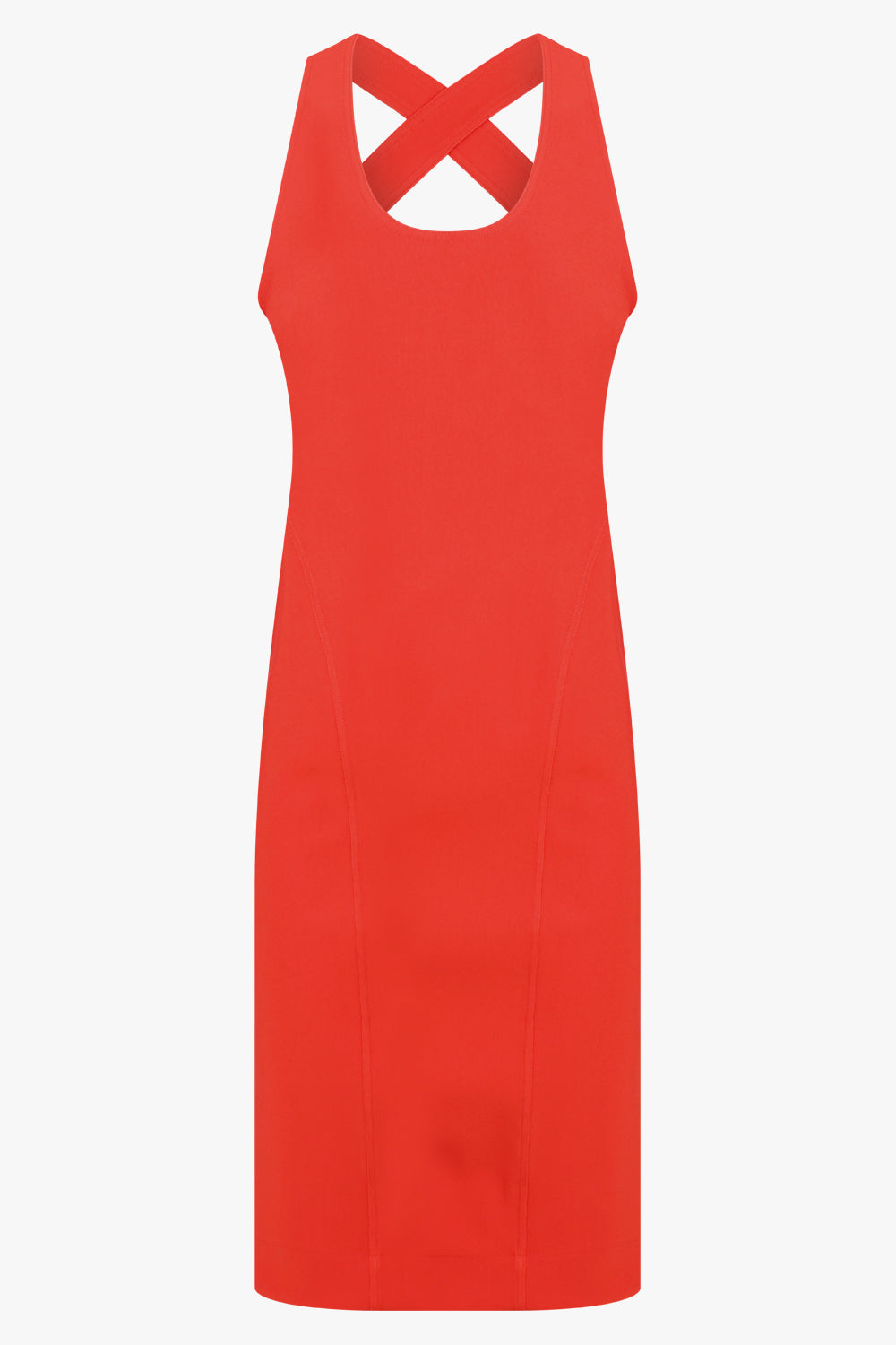 ALAIA RTW Cross Back S/Less Midi Dress | Red