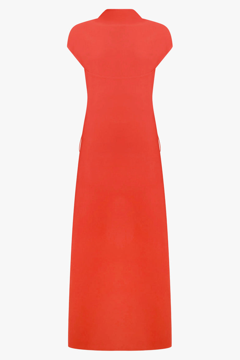 ALAIA RTW Corset Short Sleeve Sculpting Maxi Dress | Rouge