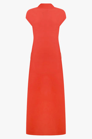 ALAIA RTW Corset Short Sleeve Sculpting Maxi Dress | Rouge