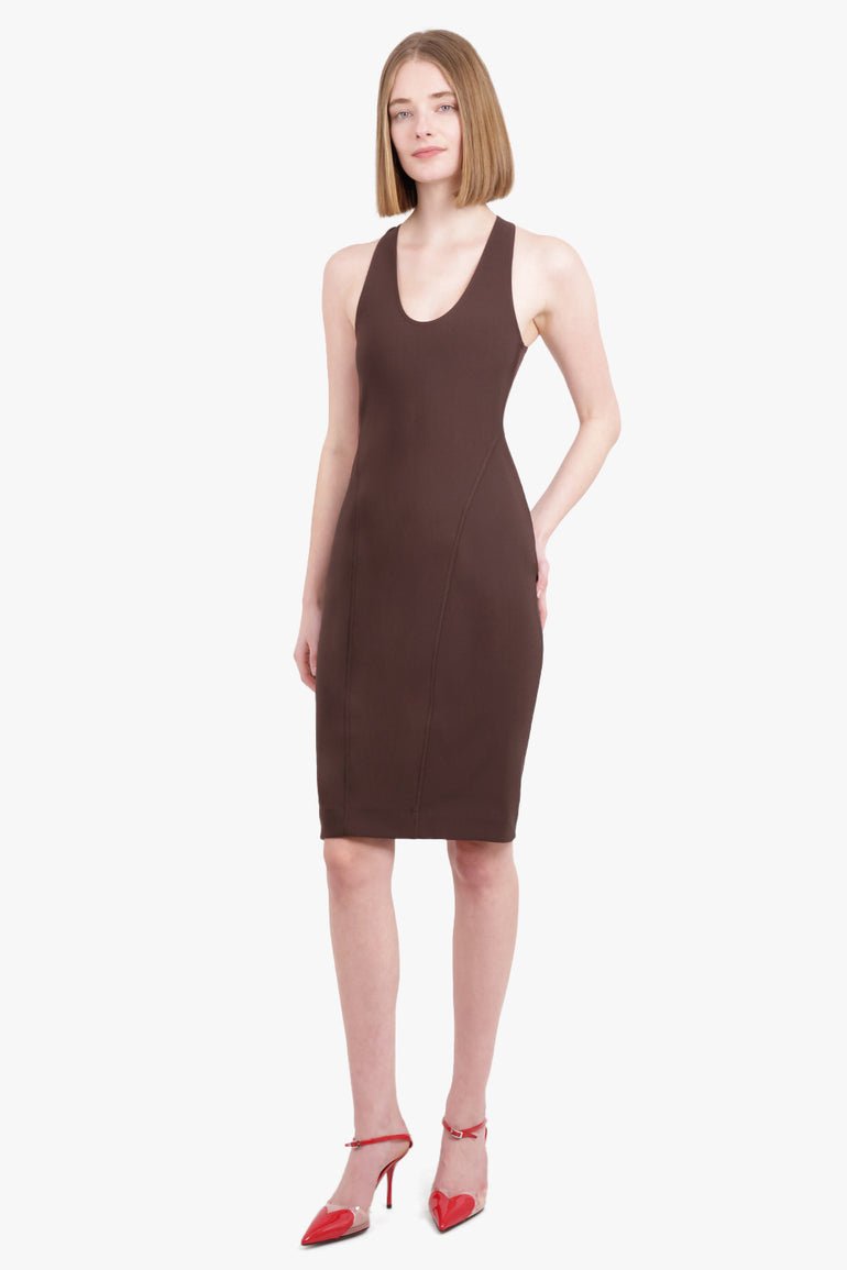 ALAIA RTW Cross Back S/Less Midi Dress | Brown