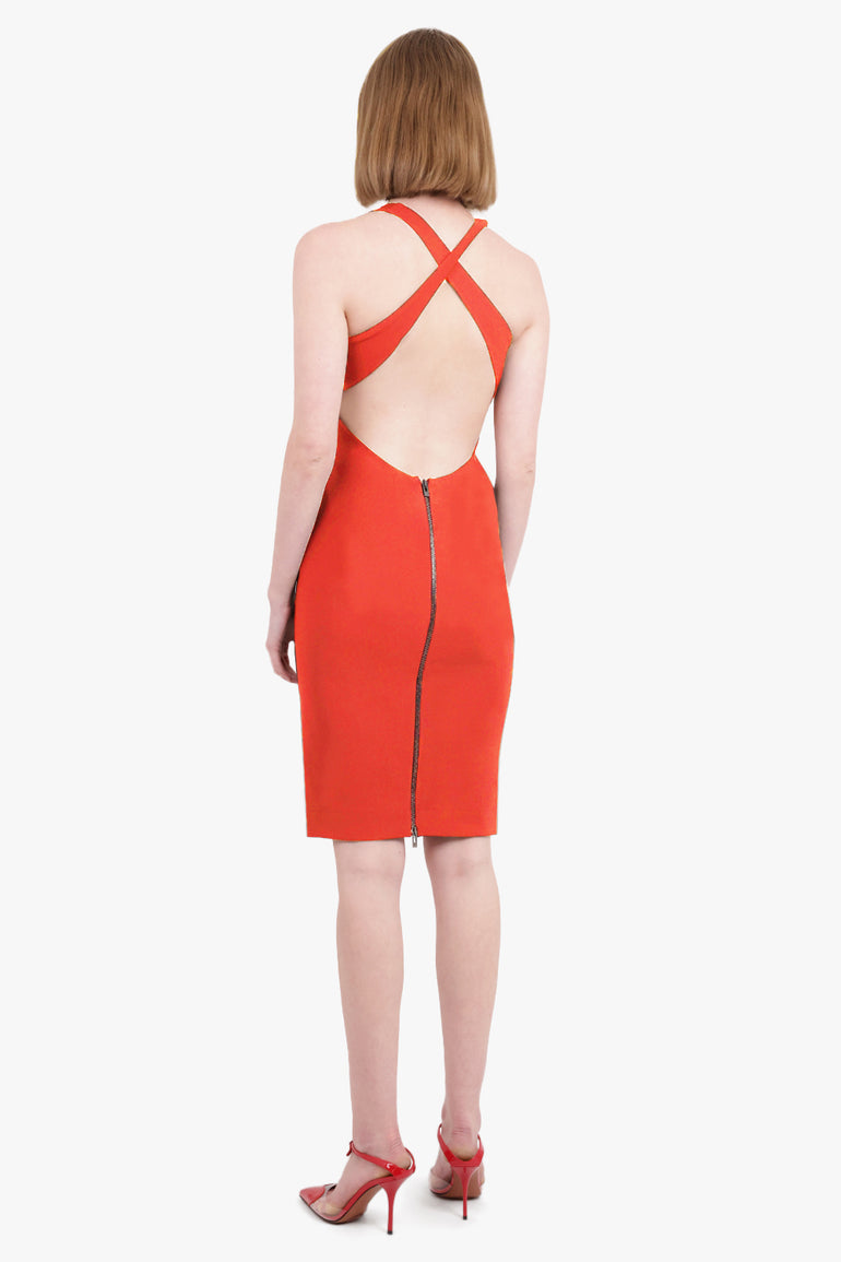 ALAIA RTW Cross Back S/Less Midi Dress | Red