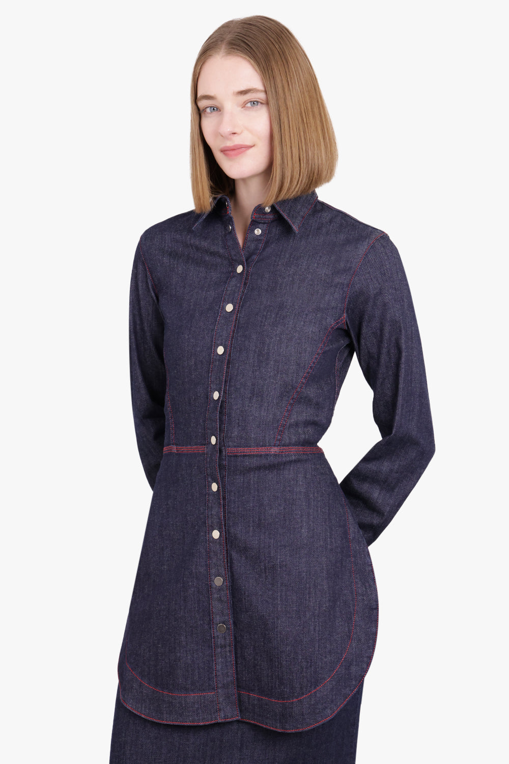 ALAIA RTW Denim Mini Shirt Dress | Dark Blue