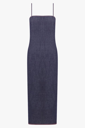 ALAIA RTW Denim Spaghetti Strap Midi Dress | Dark Blue