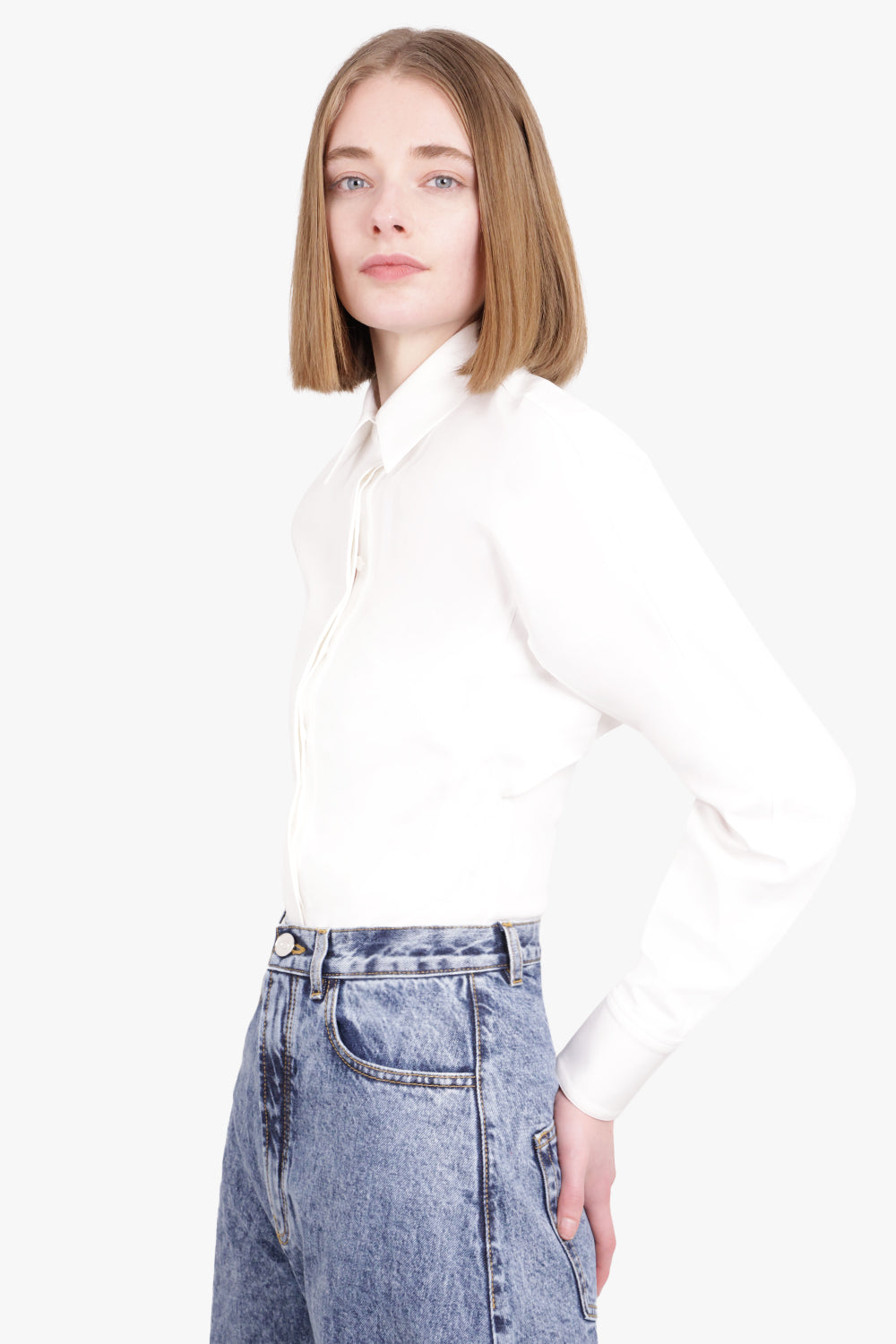ALAIA RTW Layer L/S Shirt Bodysuit | White