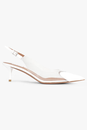 ALAIA Unclassified Patent Calfskin 55mm Heart Slingbacks | White