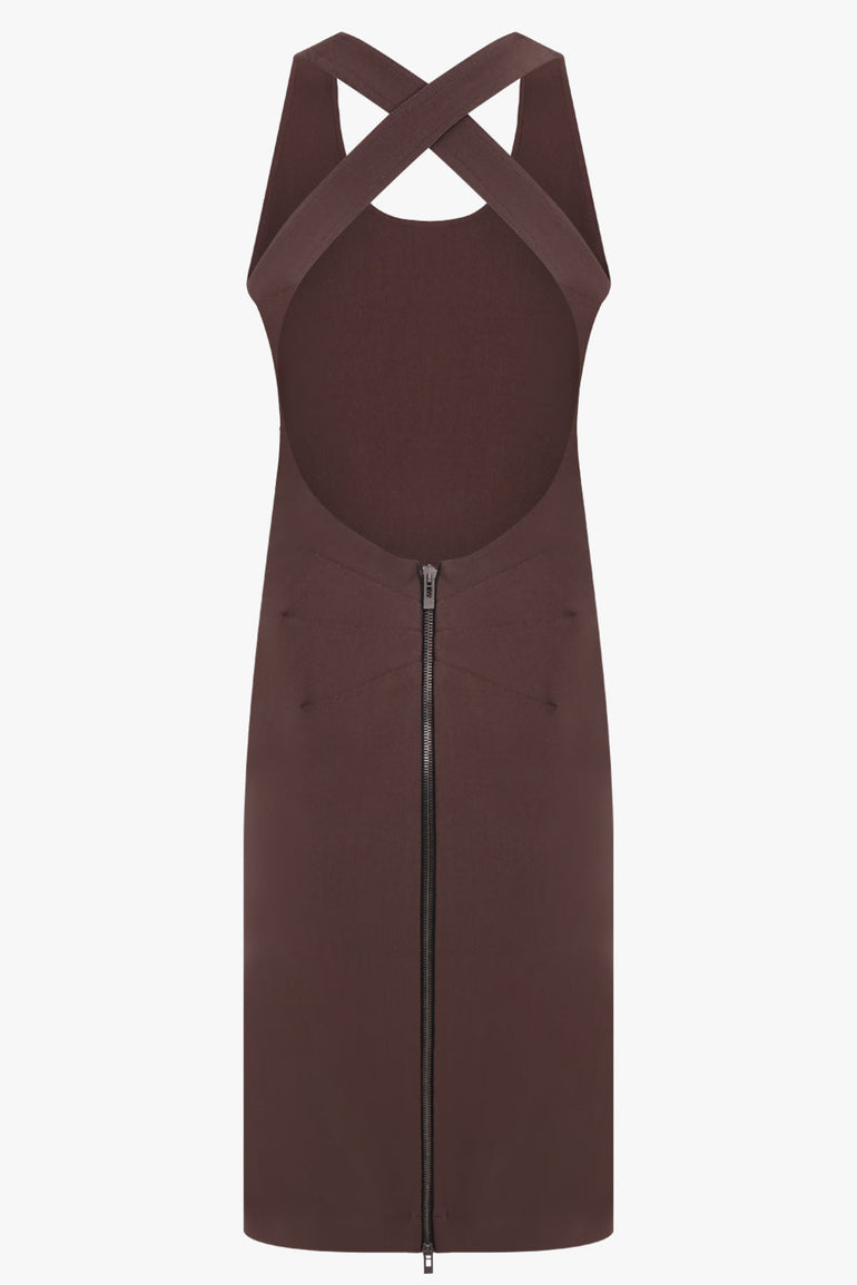 ALAIA RTW Cross Back S/Less Midi Dress | Brown