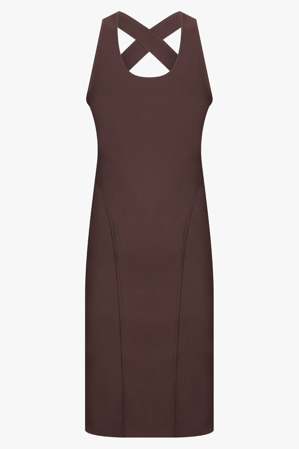 ALAIA RTW Cross Back S/Less Midi Dress | Brown