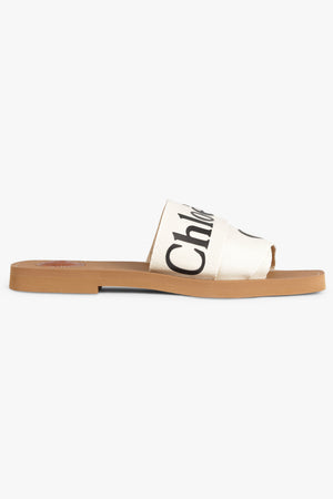 CHLOE SHOES WOODY LOGO SLIDE | WHITE