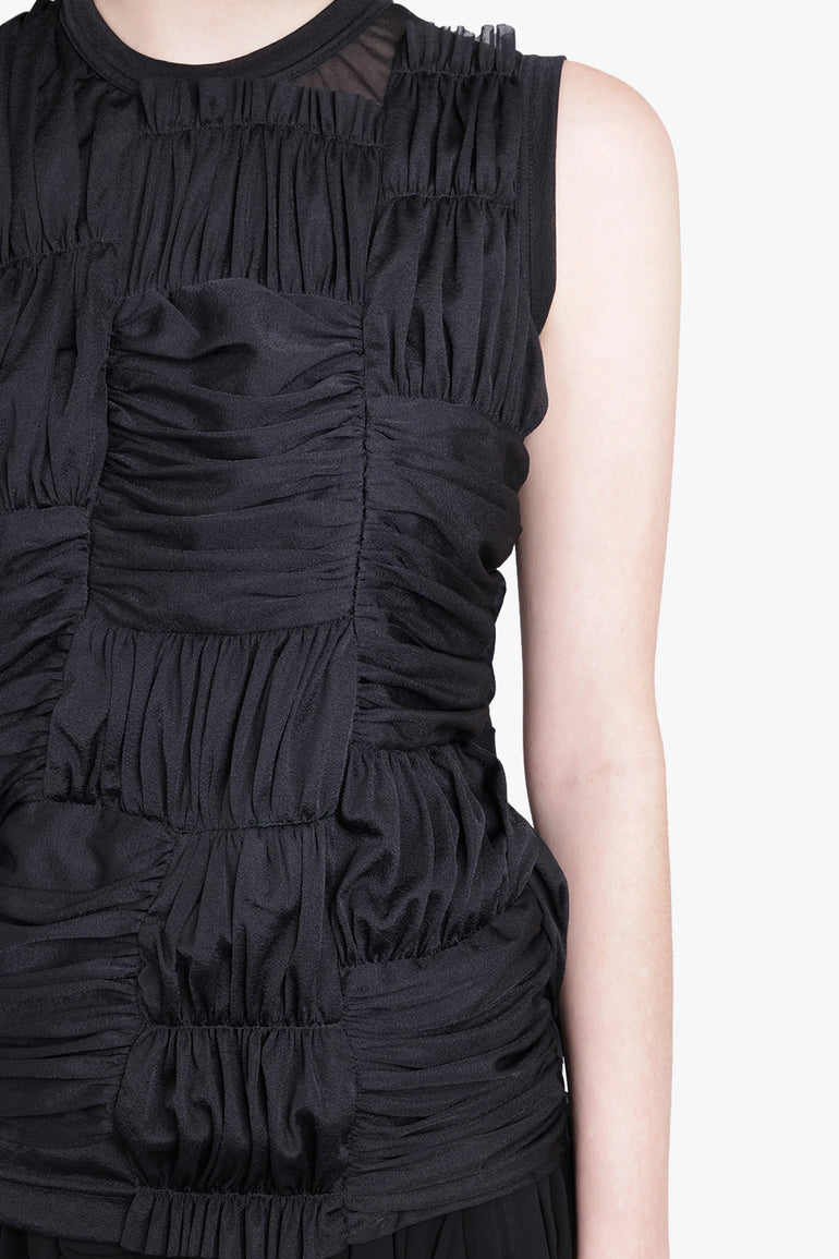 COMME DES GARCONS RTW Drape Ruched Panel Sleeveless Top | Black