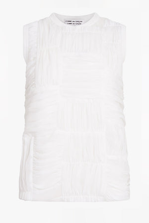 COMME DES GARCONS RTW Drape Ruched Panel Sleeveless Top | White