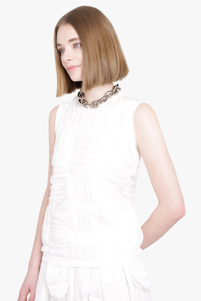 COMME DES GARCONS RTW Drape Ruched Panel Sleeveless Top | White