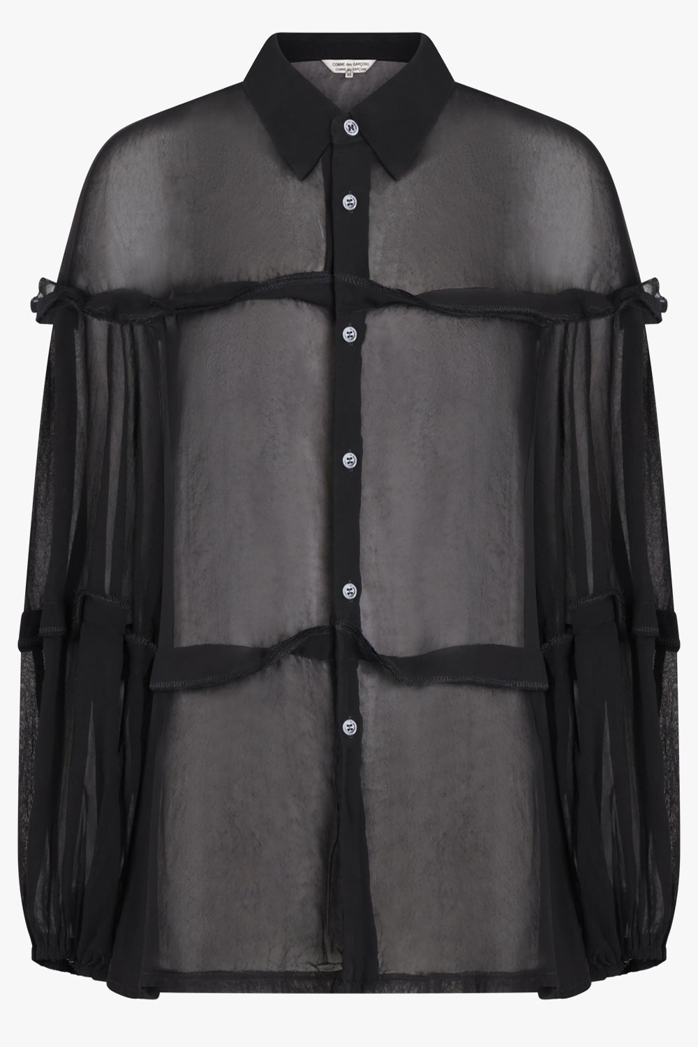 COMME DES GARCONS RTW Sheer Balloon Sleeve Panel Detail L/S Shirt | Black