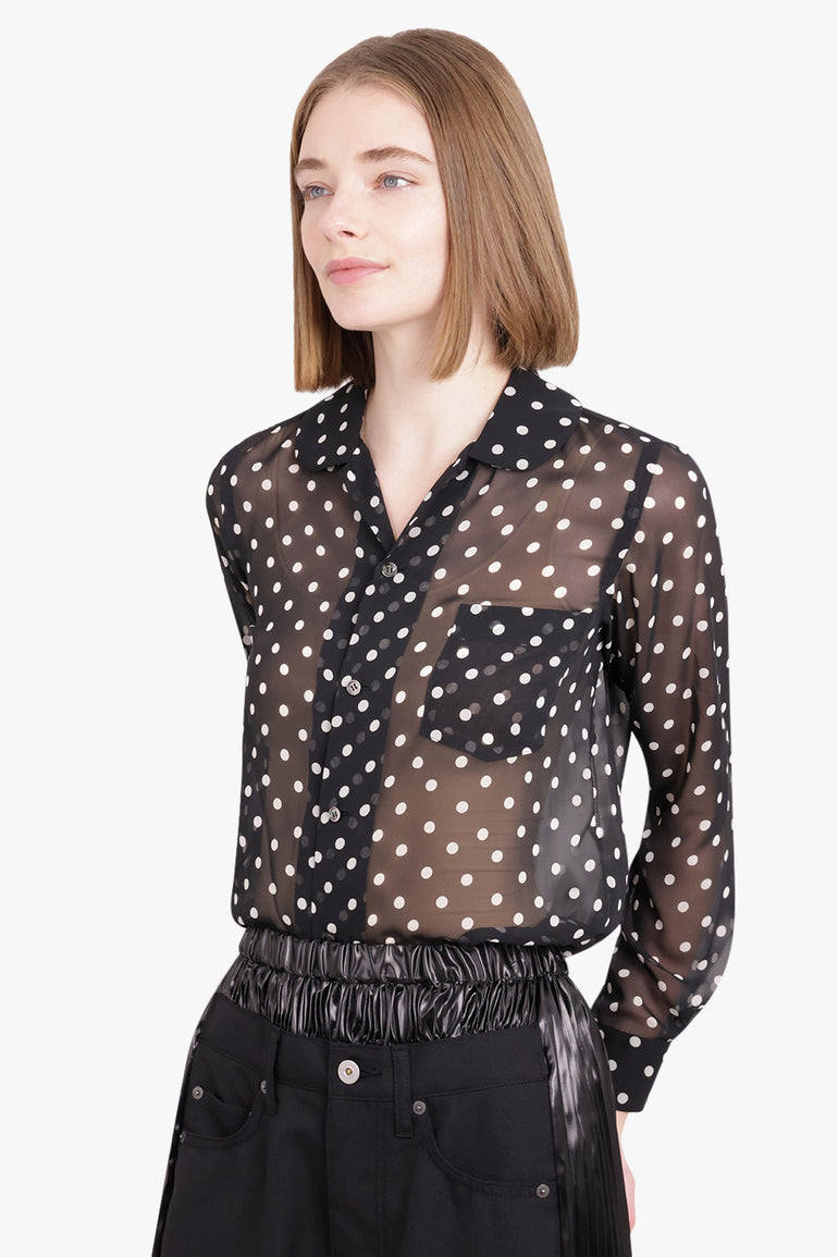 COMME DES GARCONS RTW Sheer Polka Dot L/S Shirt | Black